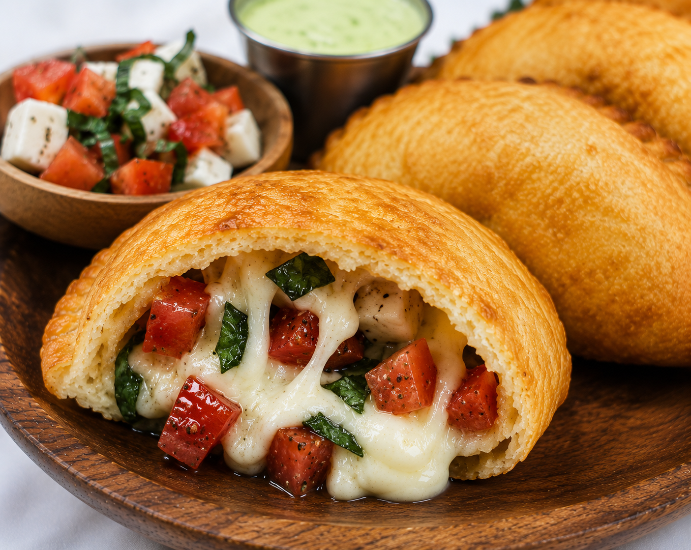 Garden Caprese – Tomato, Mozzarella & Basil Empanada